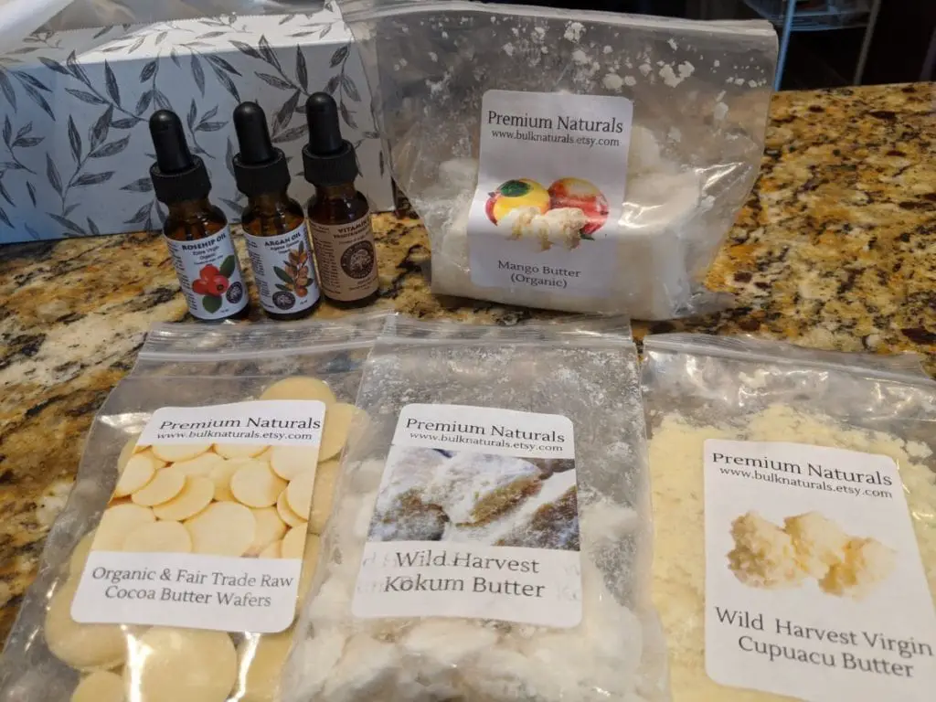 Cocoa Butter Mango Butter Rosehip Oil Argan Oil Vitamin E Oil
